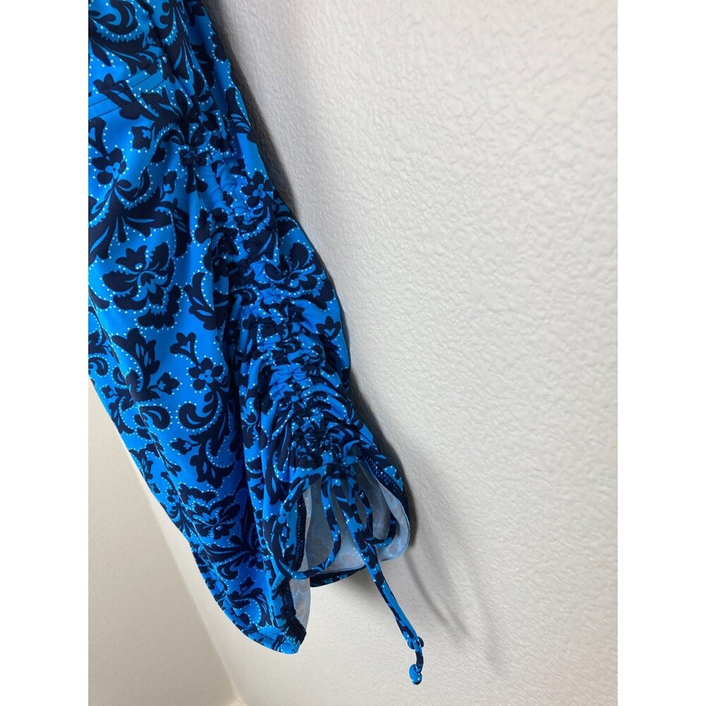 Lands' End Women's Swim Tankini Top Size 18 Blue Floral Ruched Sides - Picture 4 of 8